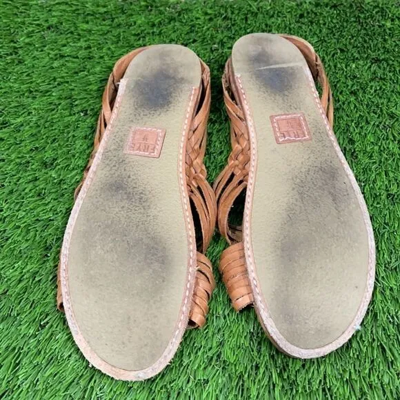 Frye Jacey Huarache Sandals Brown Leather