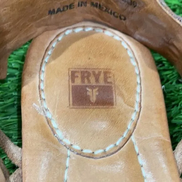 Frye Jacey Huarache Sandals Brown Leather