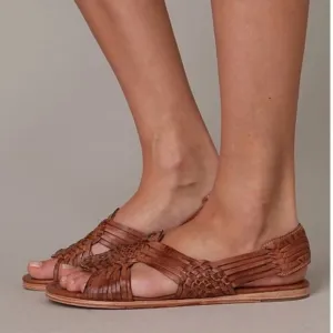 Frye Jacey Huarache Sandals Brown Leather