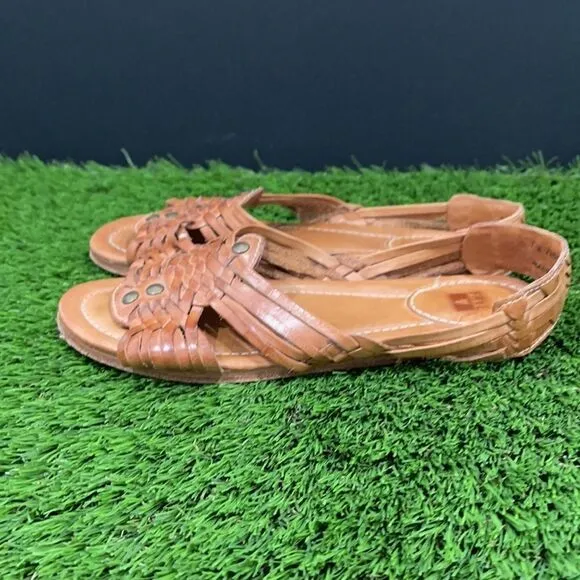 Frye Jacey Huarache Sandals Brown Leather