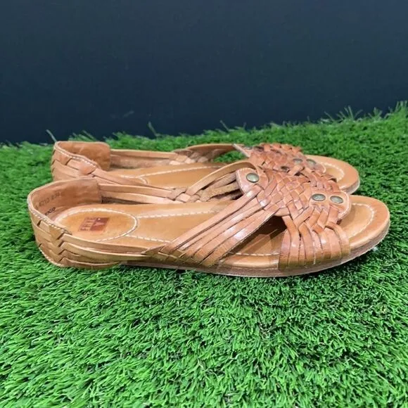 Frye Jacey Huarache Sandals Brown Leather