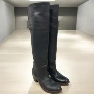 Frye Jane Tall Cuff Black Leather Boots -  Size 6B