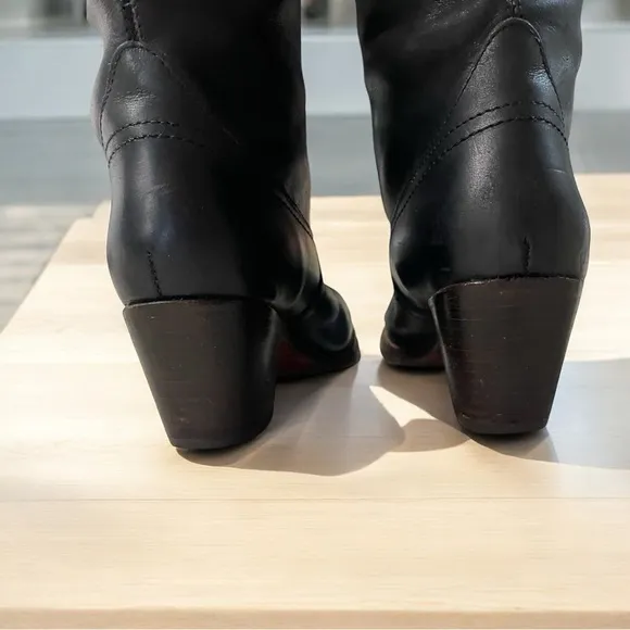 Frye Jane Tall Cuff Black Leather Boots -  Size 6B