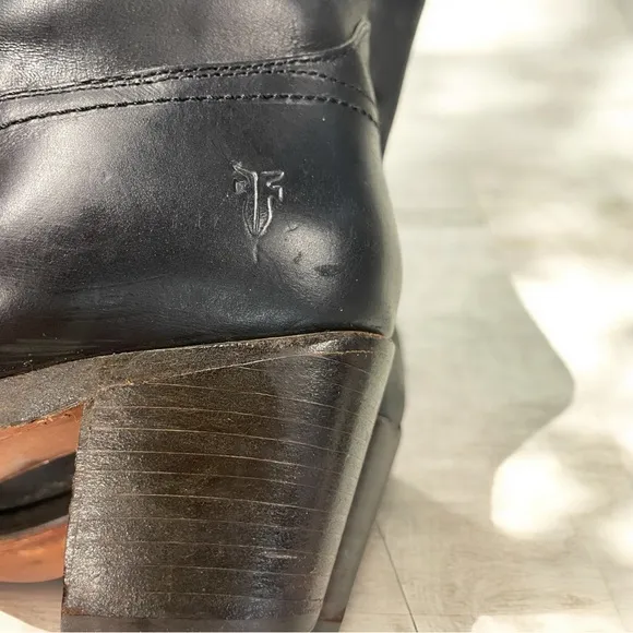 Frye Jane Tall Cuff Black Leather Boots -  Size 6B
