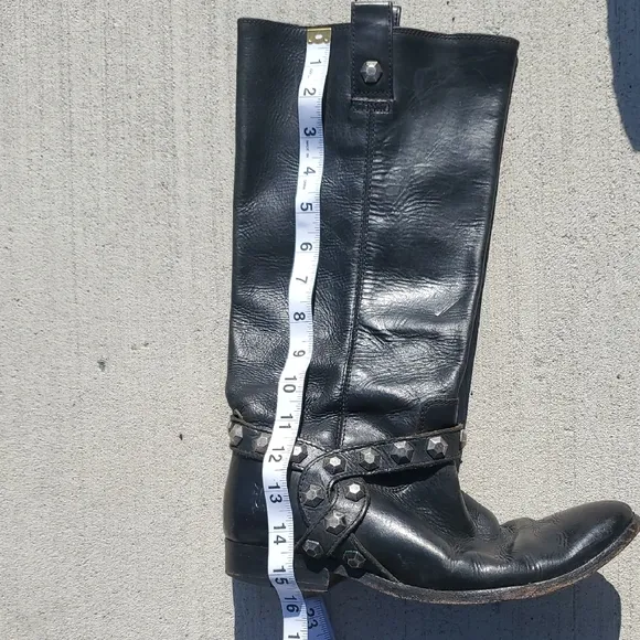 Frye Melissa Honeycomb Studded Tall Black Leather Boots