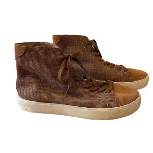 Frye Mens Brown Tan Suede Leather High Top Sneakers Tennis Shoes Sz 9.5
