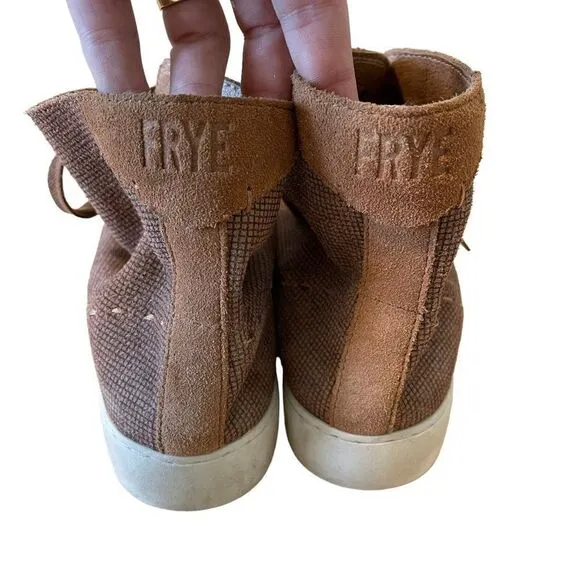 Frye Mens Brown Tan Suede Leather High Top Sneakers Tennis Shoes Sz 9.5