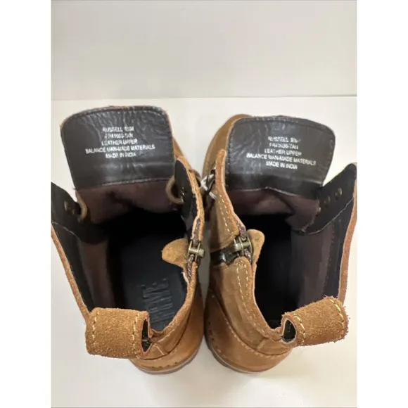 Frye Russell Mens Tan Leather Suede Cap Boots FR41606 Lace Zip Up Sz 9 1/2 NEW