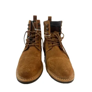 Frye Russell Mens Tan Leather Suede Cap Boots FR41606 Lace Zip Up Sz 9 1/2 NEW