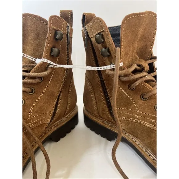 Frye Russell Mens Tan Leather Suede Cap Boots FR41606 Lace Zip Up Sz 9 1/2 NEW