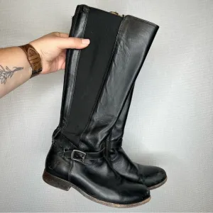 FRYE | Tall Mid Calf Stylish Black Leather Boots 7 Woman’s