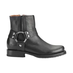 Frye Veronica Harness Moto Ankle Boots Black Leather Silver 8