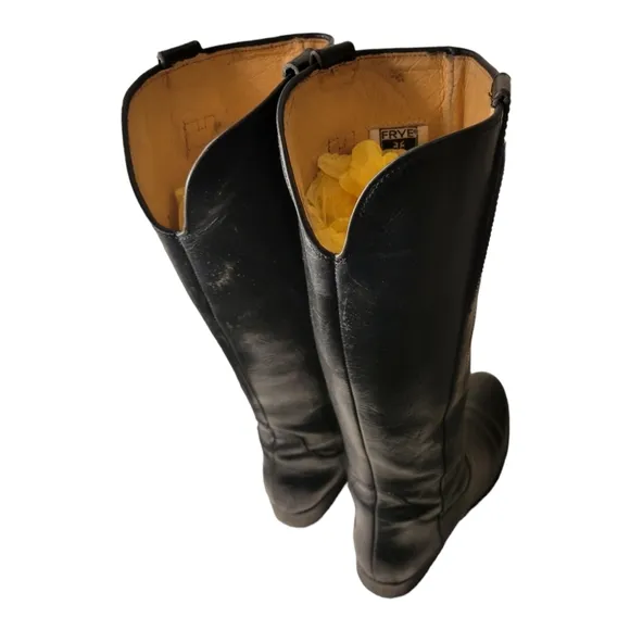 Frye Womens Melissa 76932 Tall Leather Riding Boots Black SZ 6.5 B Side Zip