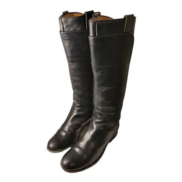 Frye Womens Melissa 76932 Tall Leather Riding Boots Black SZ 6.5 B Side Zip