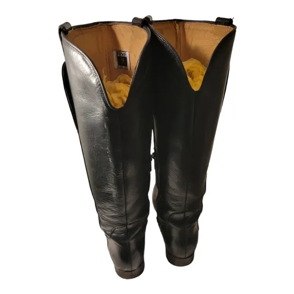 Frye Womens Melissa 76932 Tall Leather Riding Boots Black SZ 6.5 B Side Zip