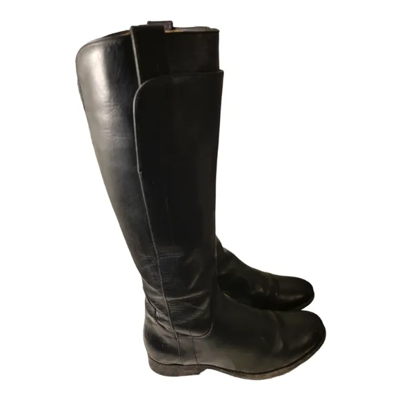 Frye Womens Melissa 76932 Tall Leather Riding Boots Black SZ 6.5 B Side Zip