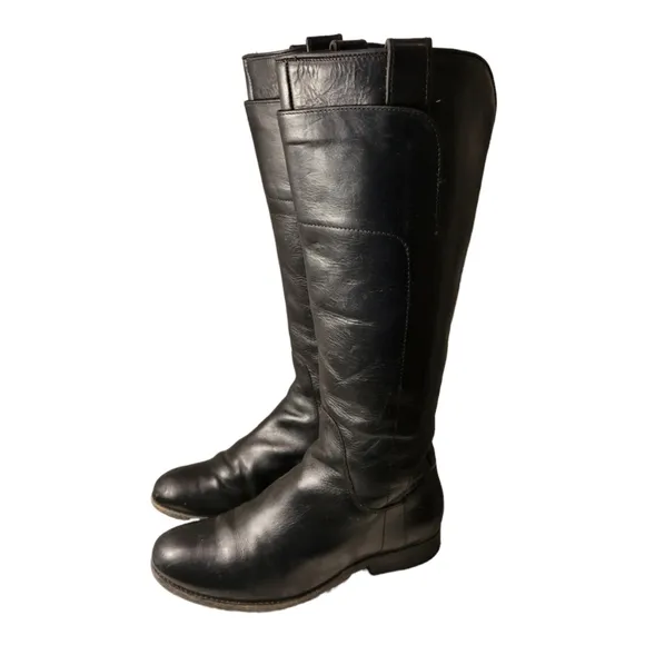 Frye Womens Melissa 76932 Tall Leather Riding Boots Black SZ 6.5 B Side Zip