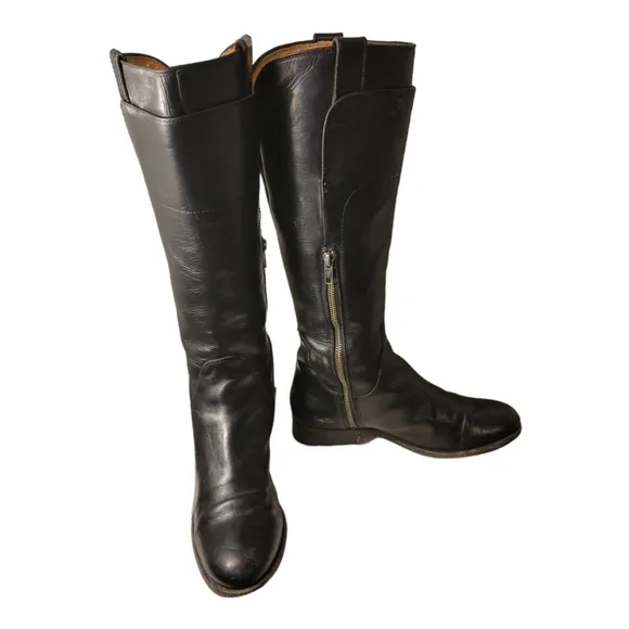 Frye Womens Melissa 76932 Tall Leather Riding Boots Black SZ 6.5 B Side Zip