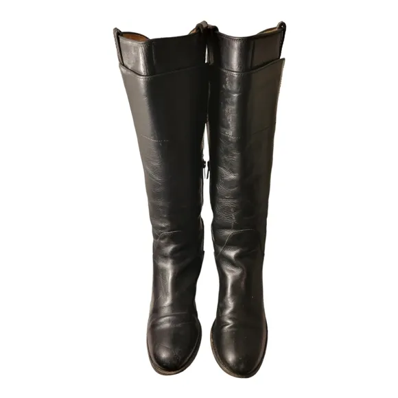 Frye Womens Melissa 76932 Tall Leather Riding Boots Black SZ 6.5 B Side Zip