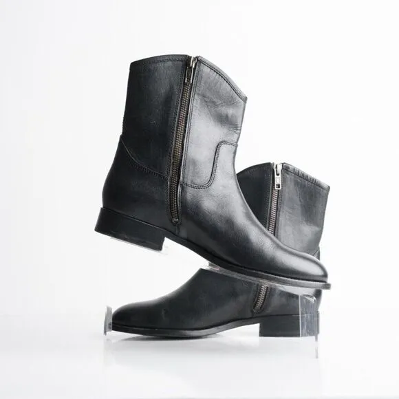 Frye Womens Melissa Button Short Black Leather Cowboy Boot Bootie US 7.5 EU 38.5