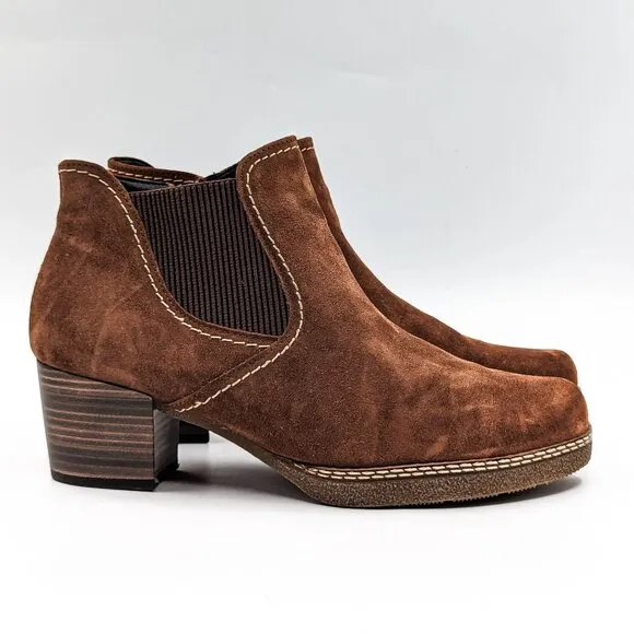 Gabor Women Lilia Brown Suede Slip-on Chelsea Western Boots size 6M
