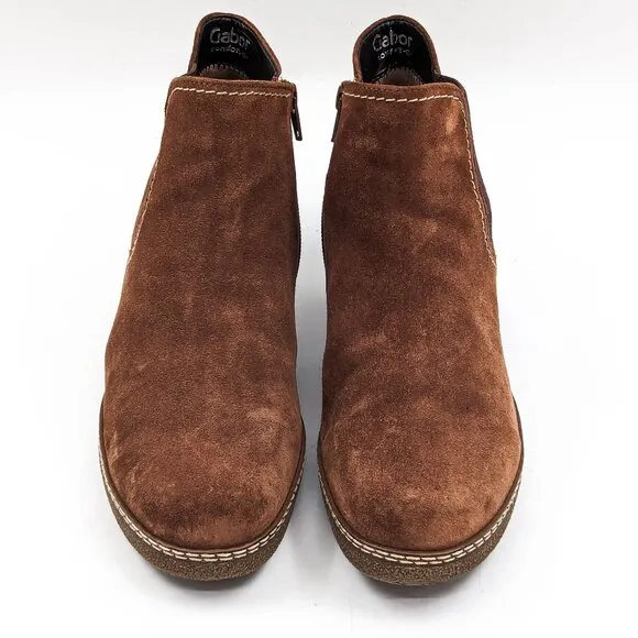 Gabor Women Lilia Brown Suede Slip-on Chelsea Western Boots size 6M