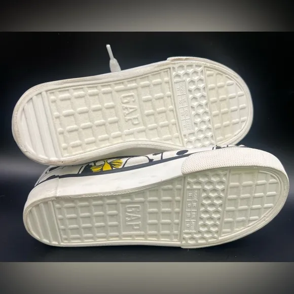 Gap/‎ Peanuts Collaboration- High-Top Sneakers - White/Yellow, Size:11 Toddler