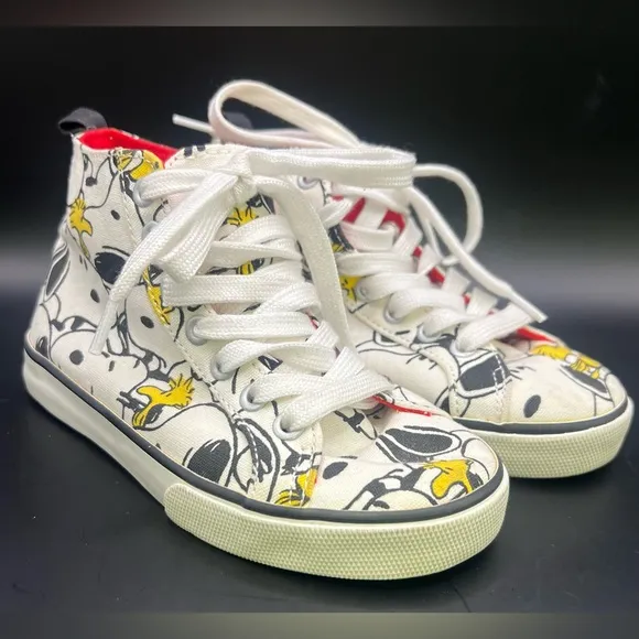 Gap/‎ Peanuts Collaboration- High-Top Sneakers - White/Yellow, Size:11 Toddler