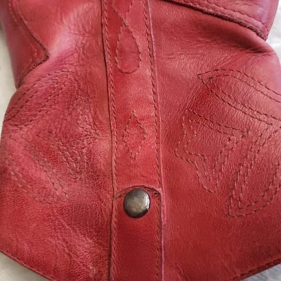 GB Gianni Bini Red Leather Upper Made in Brazil Women's Boots Size 6.5 M.