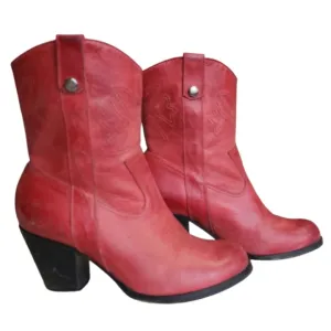 GB Gianni Bini Red Leather Upper Made in Brazil Women's Boots Size 6.5 M.