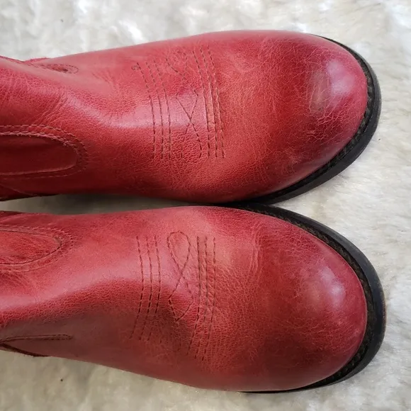 GB Gianni Bini Red Leather Upper Made in Brazil Women's Boots Size 6.5 M.
