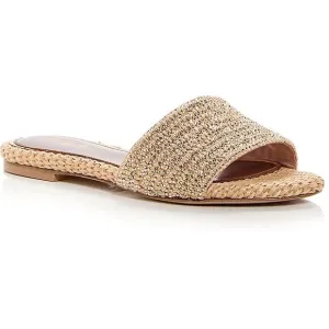 Gedebe Womens Tan Woven Slip On Open Toe Slide Sandals New