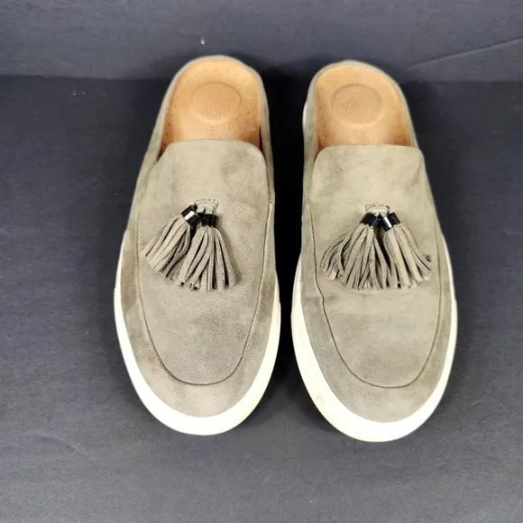 Gentle Souls By Kenneth Cole Rory Tassel Gray Suede Slip On Mule Loafer Wmn 11M