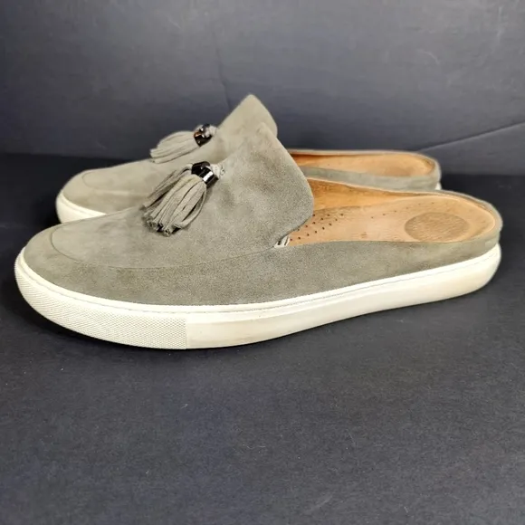 Gentle Souls By Kenneth Cole Rory Tassel Gray Suede Slip On Mule Loafer Wmn 11M
