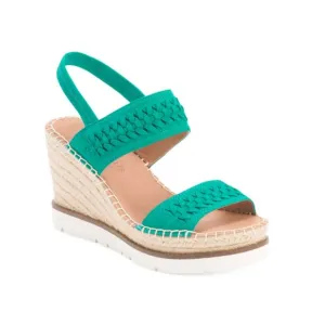 GENTLE SOULS Emerald Green Leather Elyssa Dual Band Braided Sandals