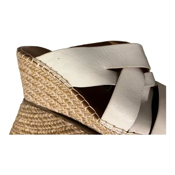 Gentle Souls Womens Charli Off White Woven Wedge Sandals 9
