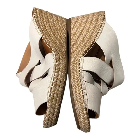 Gentle Souls Womens Charli Off White Woven Wedge Sandals 9