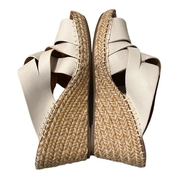 Gentle Souls Womens Charli Off White Woven Wedge Sandals 9