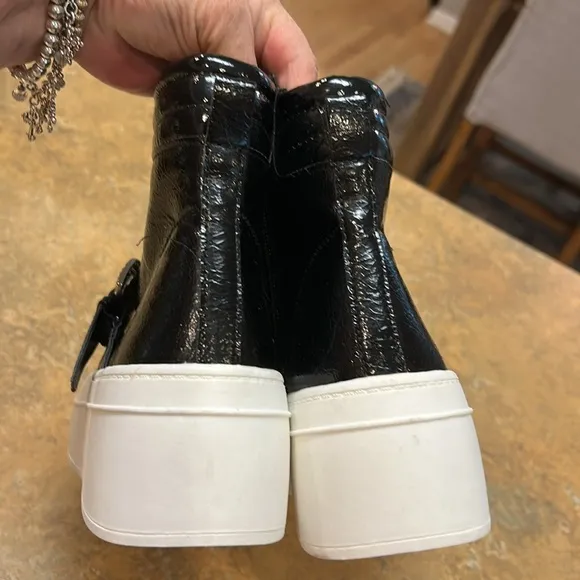 Gianni Bini Kophie Rhinestone Buckle Crinkle Patent High Tops