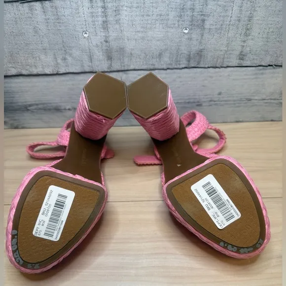 GIANNI BINI PELLE NWOB RAFFIA Pink Woven Platform Sandals
