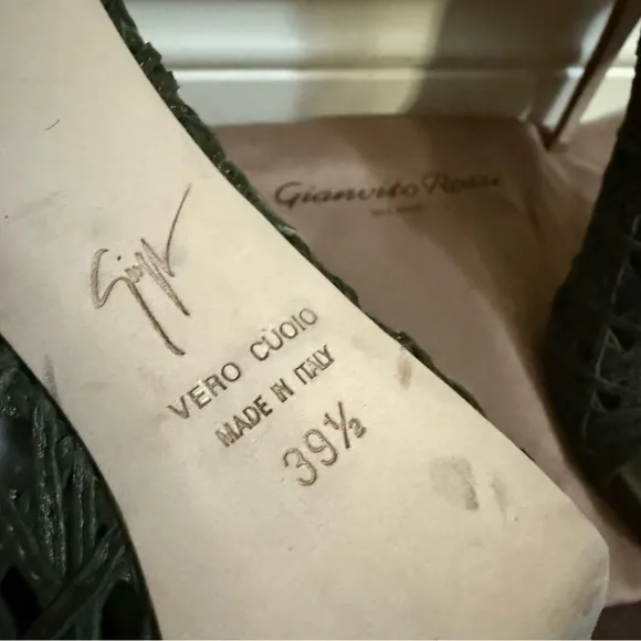 Giuseppe Zanotti Green Heeled Boots with Intricate Cutout Design