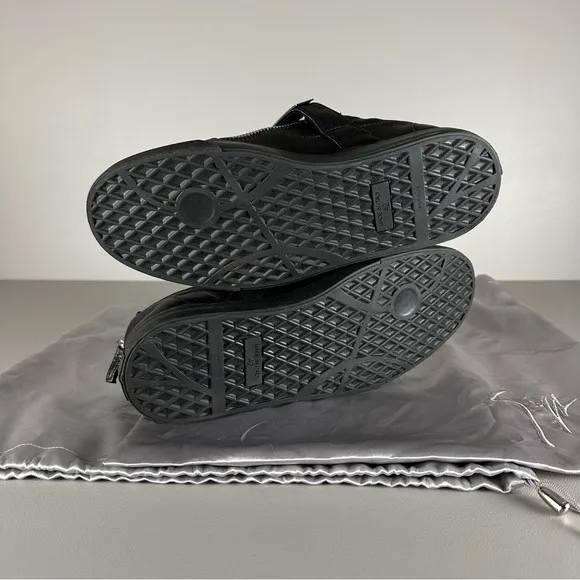 Giuseppe Zanotti Homme Single Clasp Buckle Low Top Black Leather Sneakers
