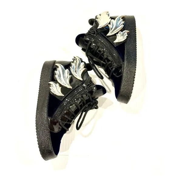 Giuseppe Zanotti Veronica women's Black/Blue velvet high top Sneakers Size 35.5