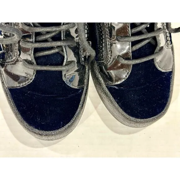Giuseppe Zanotti Veronica women's Black/Blue velvet high top Sneakers Size 35.5