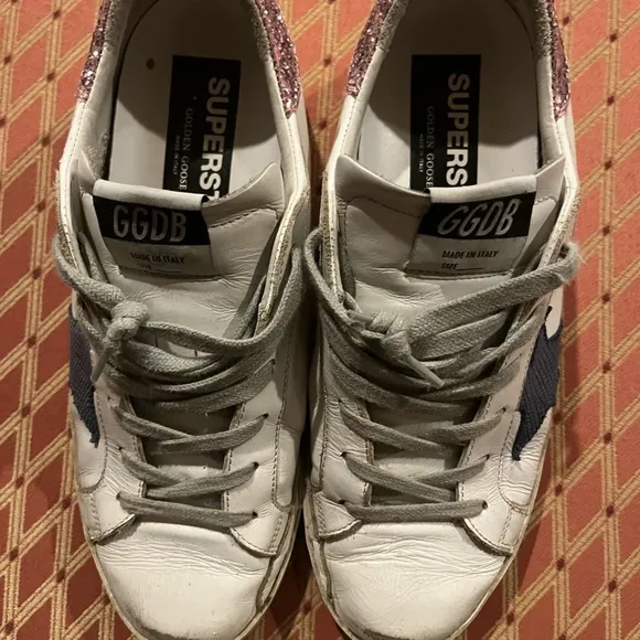 Golden Goose Classic Superstar Purple Glitter Shoes Sz 9 EU 39