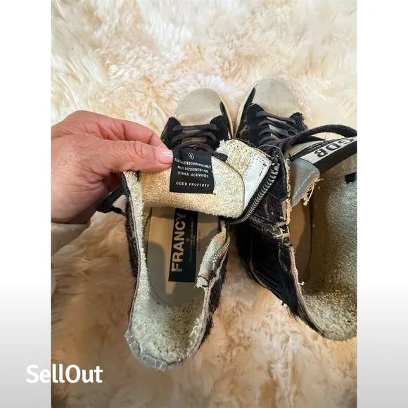 Golden Goose Women's Francy High-Top Sneakers Leopard Camo Brown Size 39