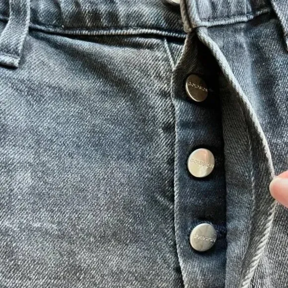 Goldsign High Rise Button Fly Jeans Size 26 Charcoal Straight Leg Anthropologie