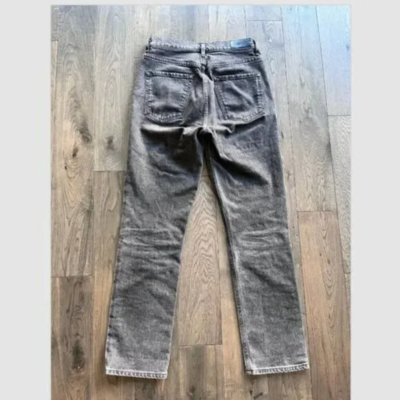 Goldsign High Rise Button Fly Jeans Size 26 Charcoal Straight Leg Anthropologie