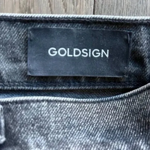 Goldsign High Rise Button Fly Jeans Size 26 Charcoal Straight Leg Anthropologie