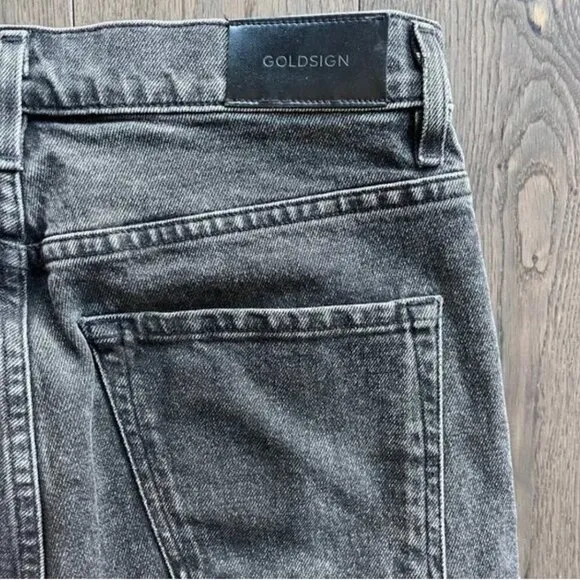 Goldsign High Rise Button Fly Jeans Size 26 Charcoal Straight Leg Anthropologie